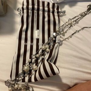 Costume pearl and white crystal-look necklace